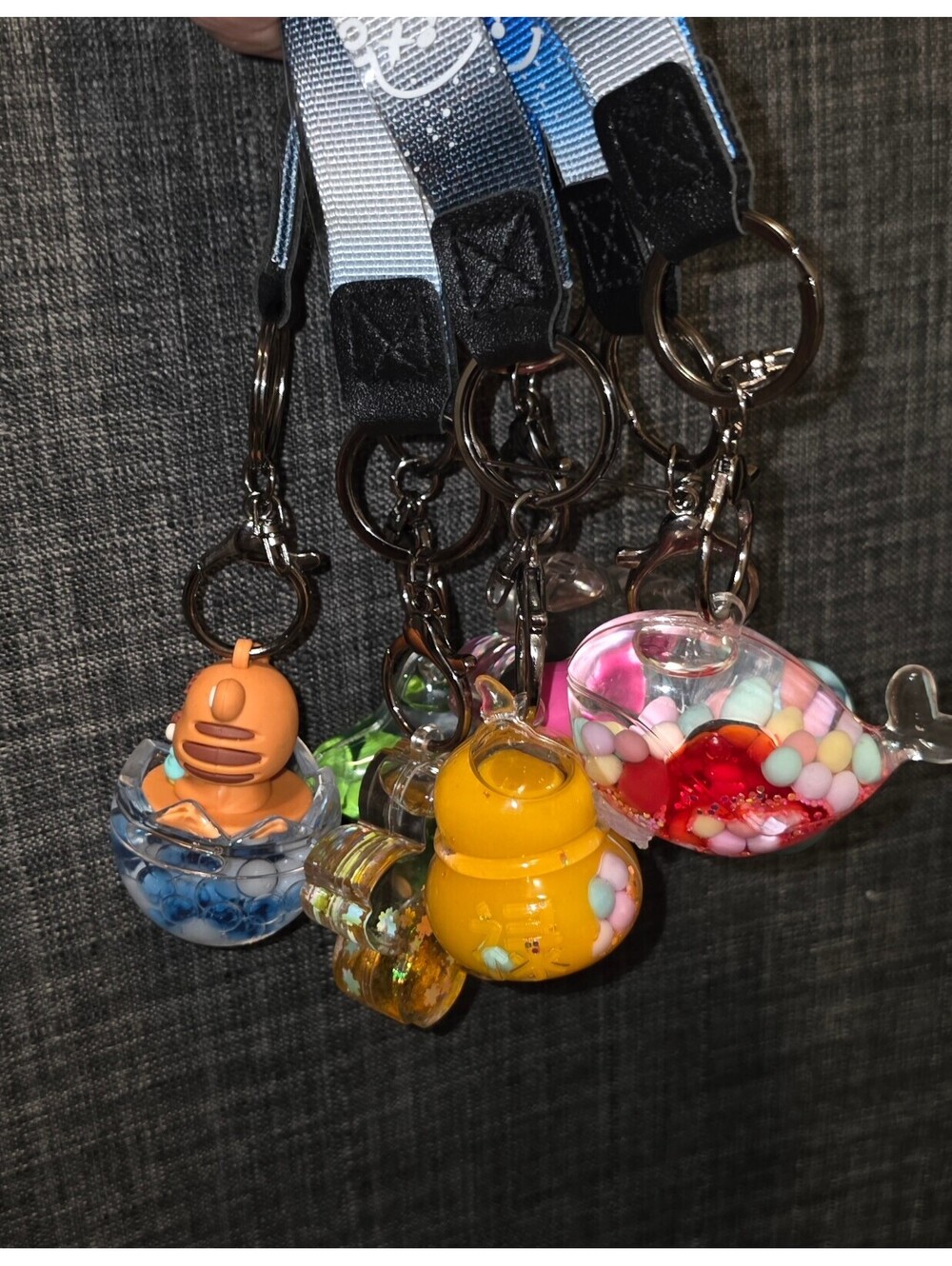 3 RandoM Charm Keychain Set with Blue Gradient Lanyards - Picture 5 of 11